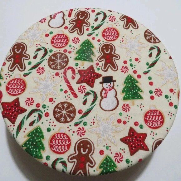 Kitchenaid Bowl Cover, Reversible Christmas Cookies and Red Gingham - Picture 1 of 4